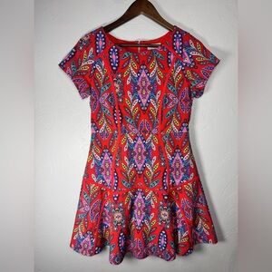 GB‎ Girls Red Orange Boho Patterned Dress Size 16